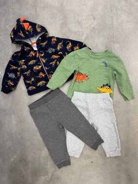Toddler Boys Dinosaur Outfit Bundle 4 Piece Set Size 18 Months
